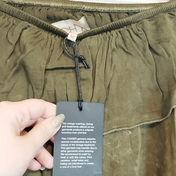 Chaser Washed Green Heirloom Ruffle Romper Strapless Size Medium - Picture 4 of 7